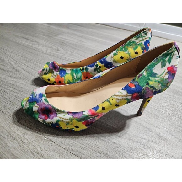 Liz Claiborne Women's Peep Toe Heels Multicolor Ivy Floral Pumps Shoes 10M - Picture 3 of 16